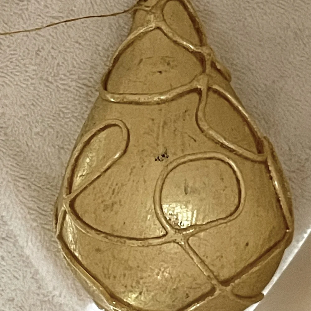 VINTAGE SILVESTRI Large Gold Clear Frosted Glass Deco Tree Ornaments Set of 6